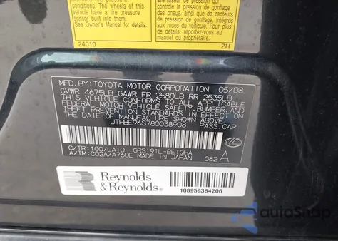 2008 Lexus Gs 350 z USA, uszkodzony, nr VIN JTHBE96S780038908